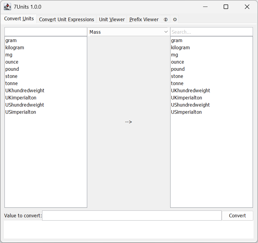 The 7Units user interface